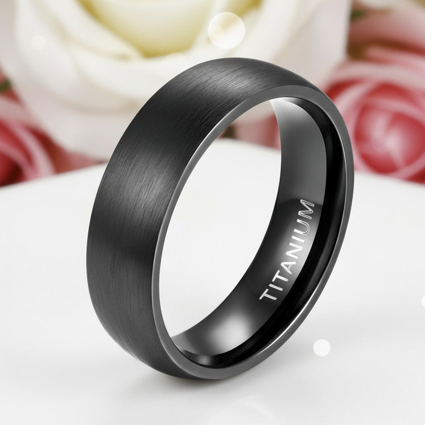 Classic Black Titanium Men's Wedding Band-Black Diamonds New York