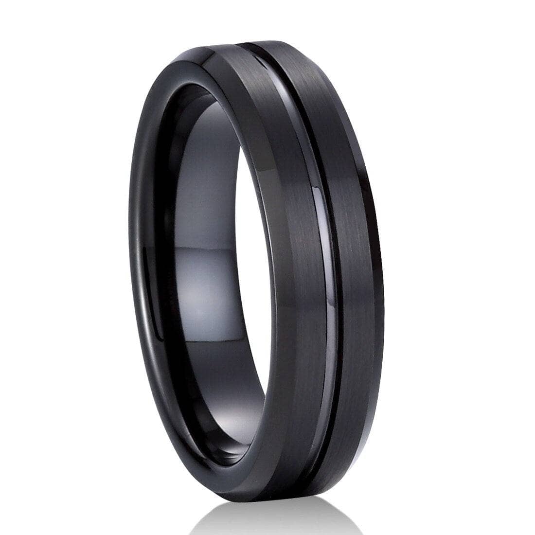 Classic Black Tungsten Carbide Rings for Couple-Black Diamonds New York