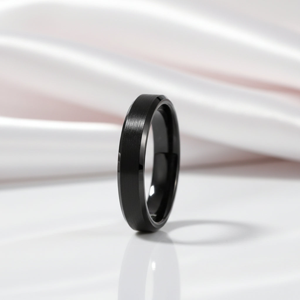 Classic Brushed Black Ceramic Men's Wedding Band-Black Diamonds New York