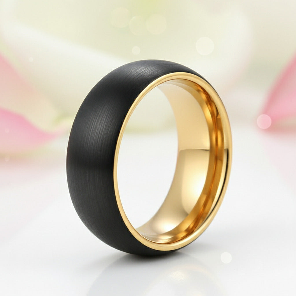 Classic Brushed Black Tungsten Men's Wedding Band-Black Diamonds New York