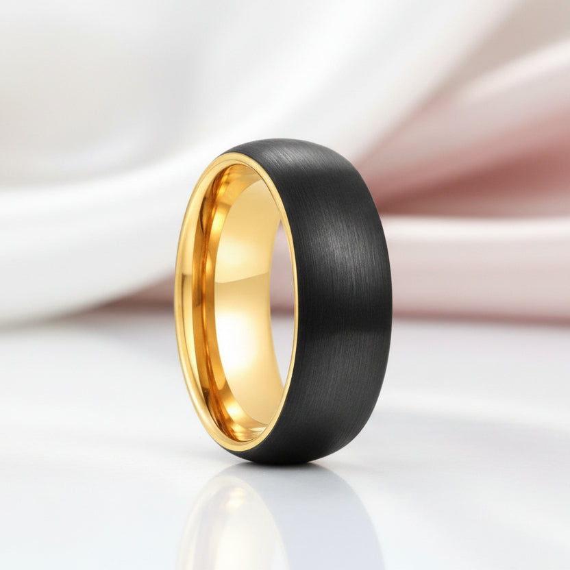 Classic Brushed Black Tungsten Men's Wedding Band-Black Diamonds New York