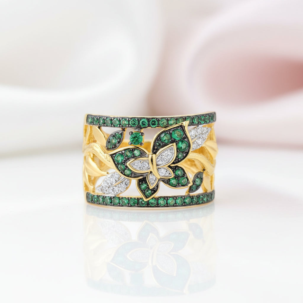 Classic Butterfly Ring-Black Diamonds New York