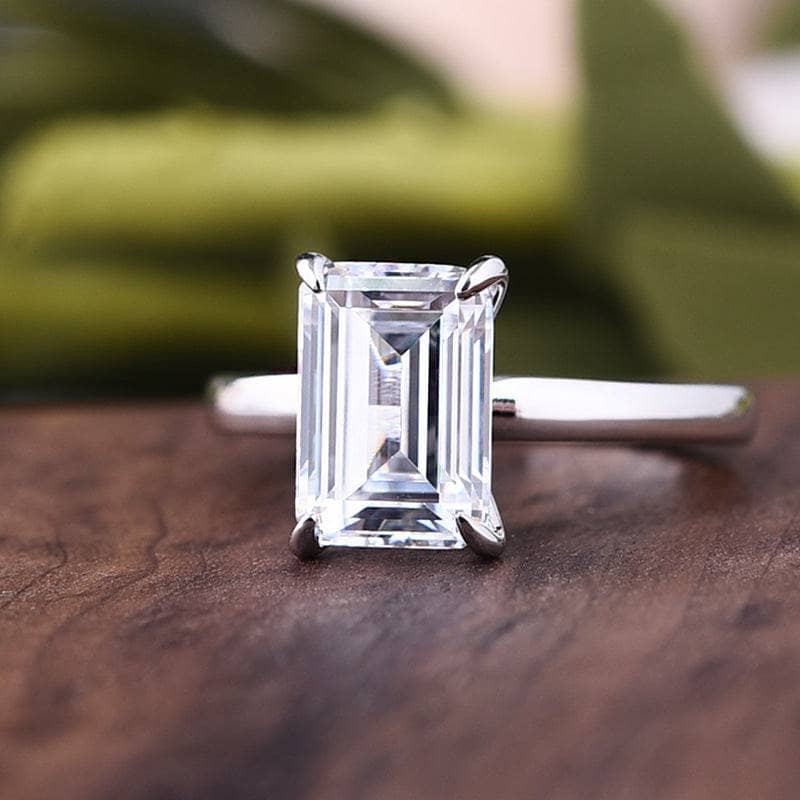 Classic Emerald Cut Solitaire Engagement Ring - Black Diamonds New York
