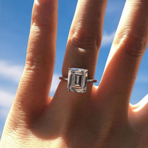 Classic Emerald Cut Solitaire Engagement Ring-Black Diamonds New York