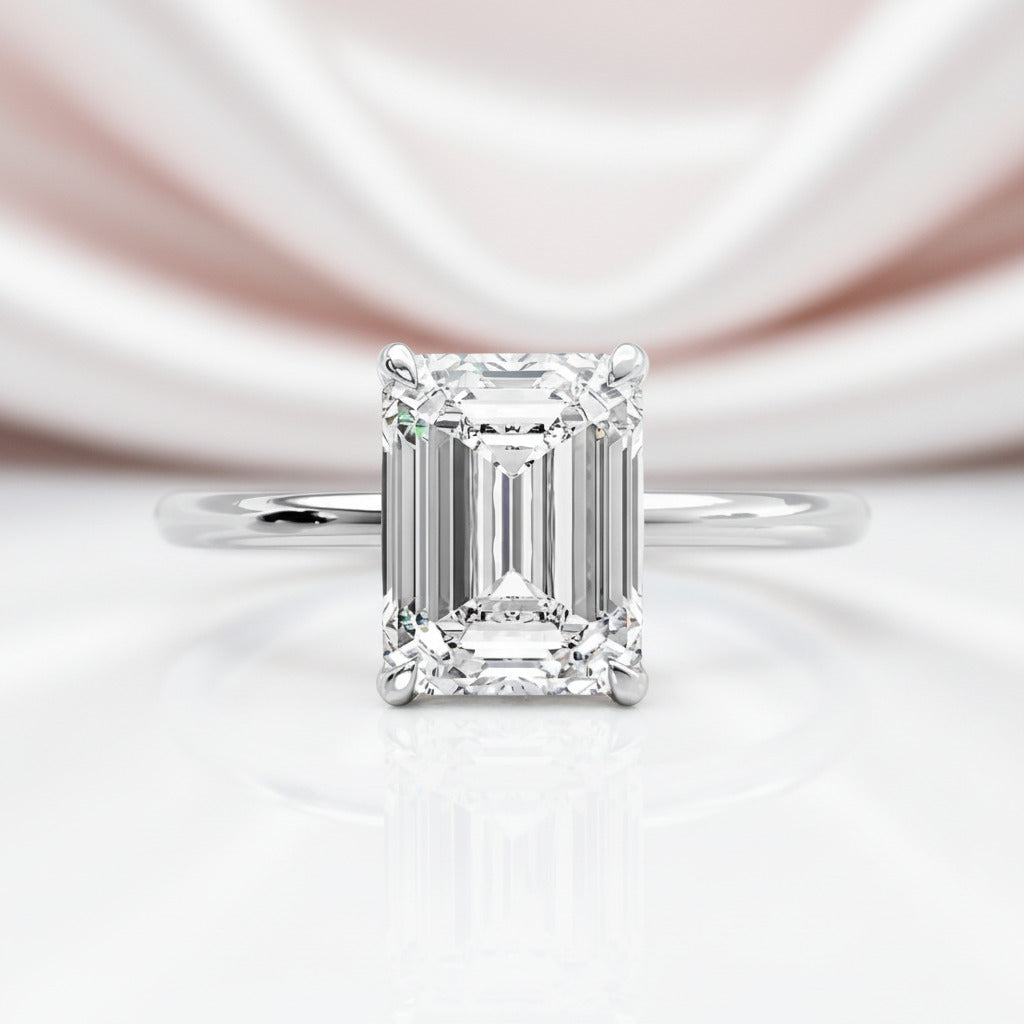 Classic Emerald Cut Solitaire Engagement Ring-Black Diamonds New York