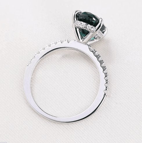 Classic Emerald Green Oval Cut Ring Set-Black Diamonds New York