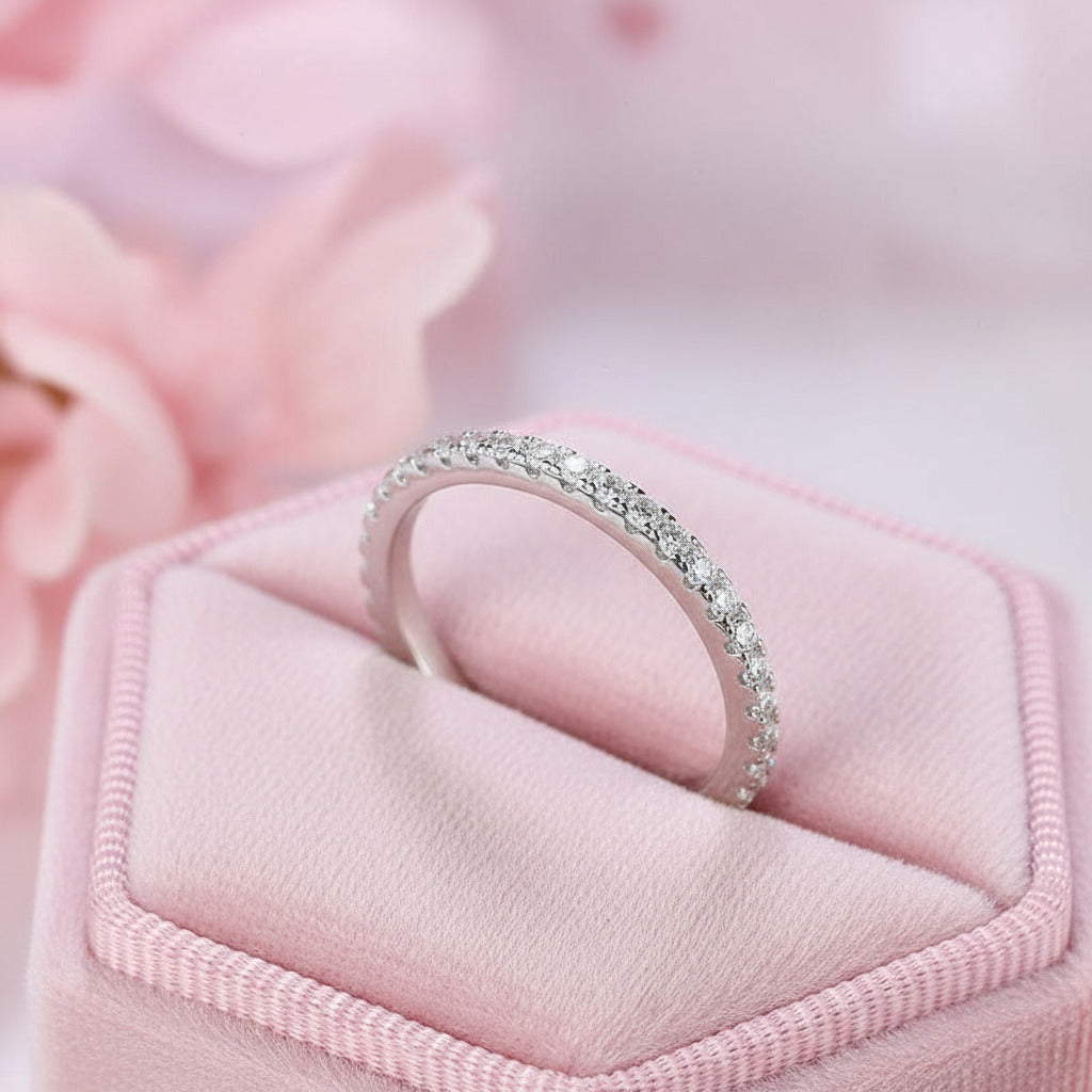 Classic Full Eternity Thin Wedding Band-Black Diamonds New York