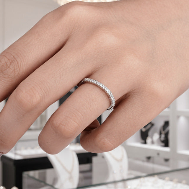 Classic Full Eternity Thin Wedding Band-Black Diamonds New York