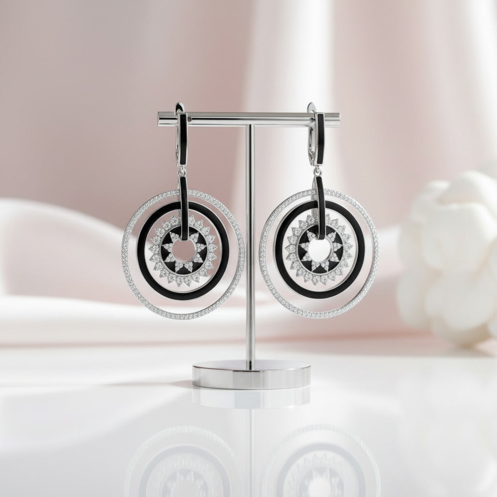 Classic Gemstone Drop Earrings-Black Diamonds New York