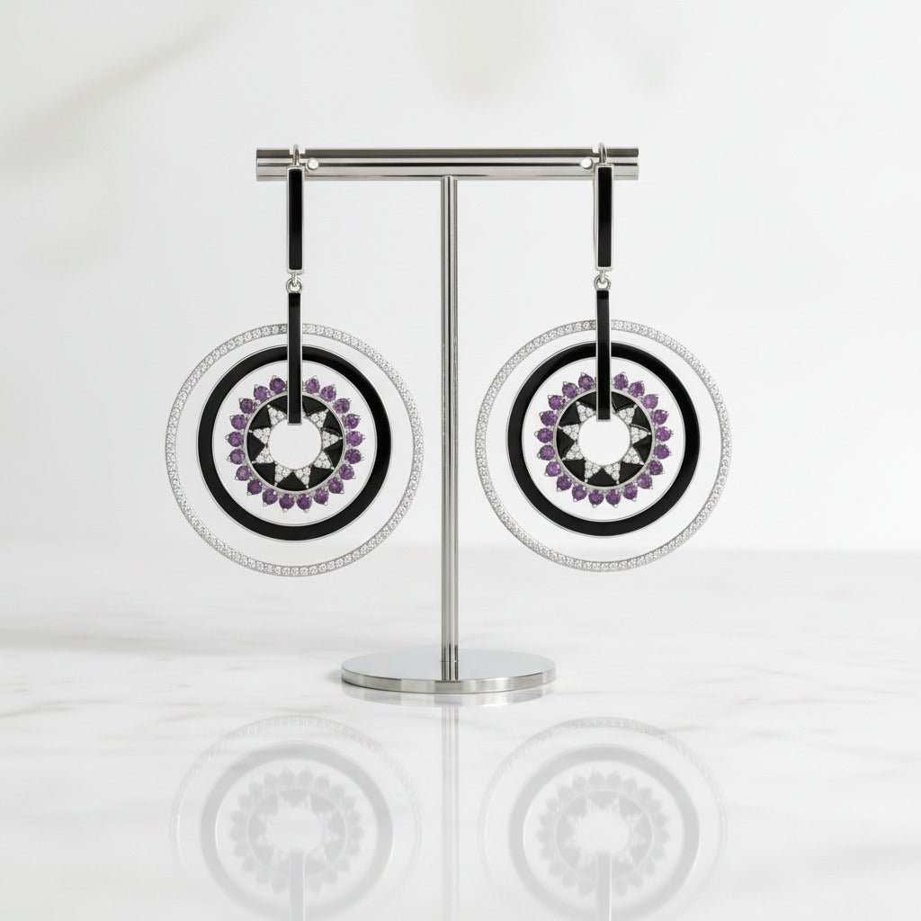 Classic Gemstone Drop Earrings-Black Diamonds New York