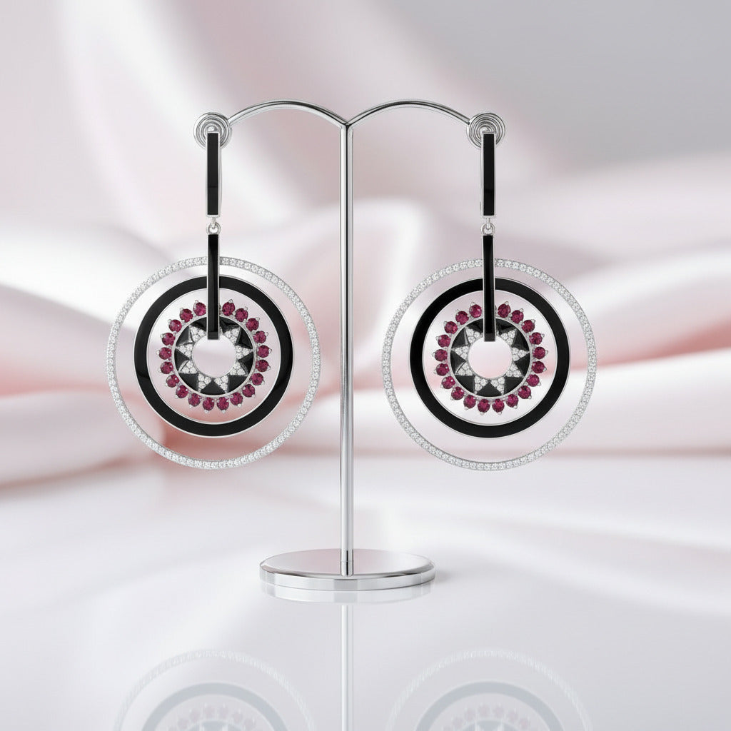 Classic Gemstone Drop Earrings-Black Diamonds New York