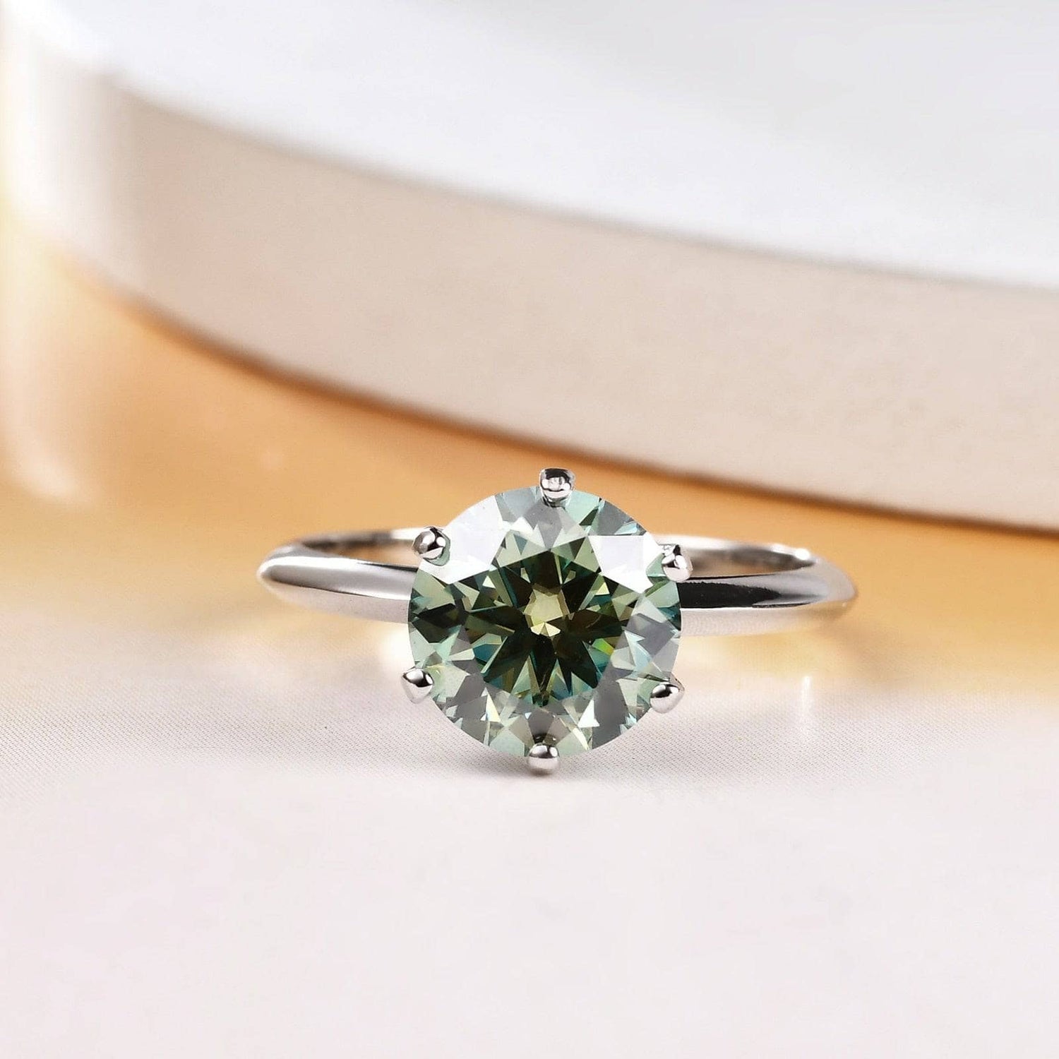 Classic Green Moissanite Diamond Ring-Black Diamonds New York