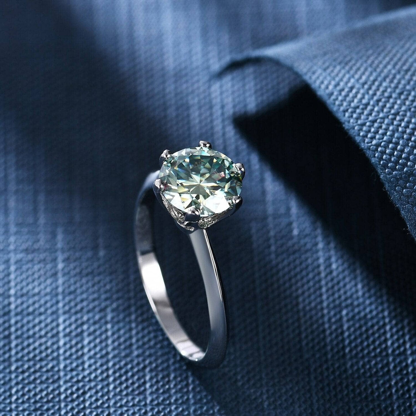Classic Green Moissanite Diamond Ring-Black Diamonds New York