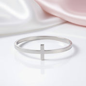 Classic Gun Black Stainless Steel Cross Bangle-Black Diamonds New York