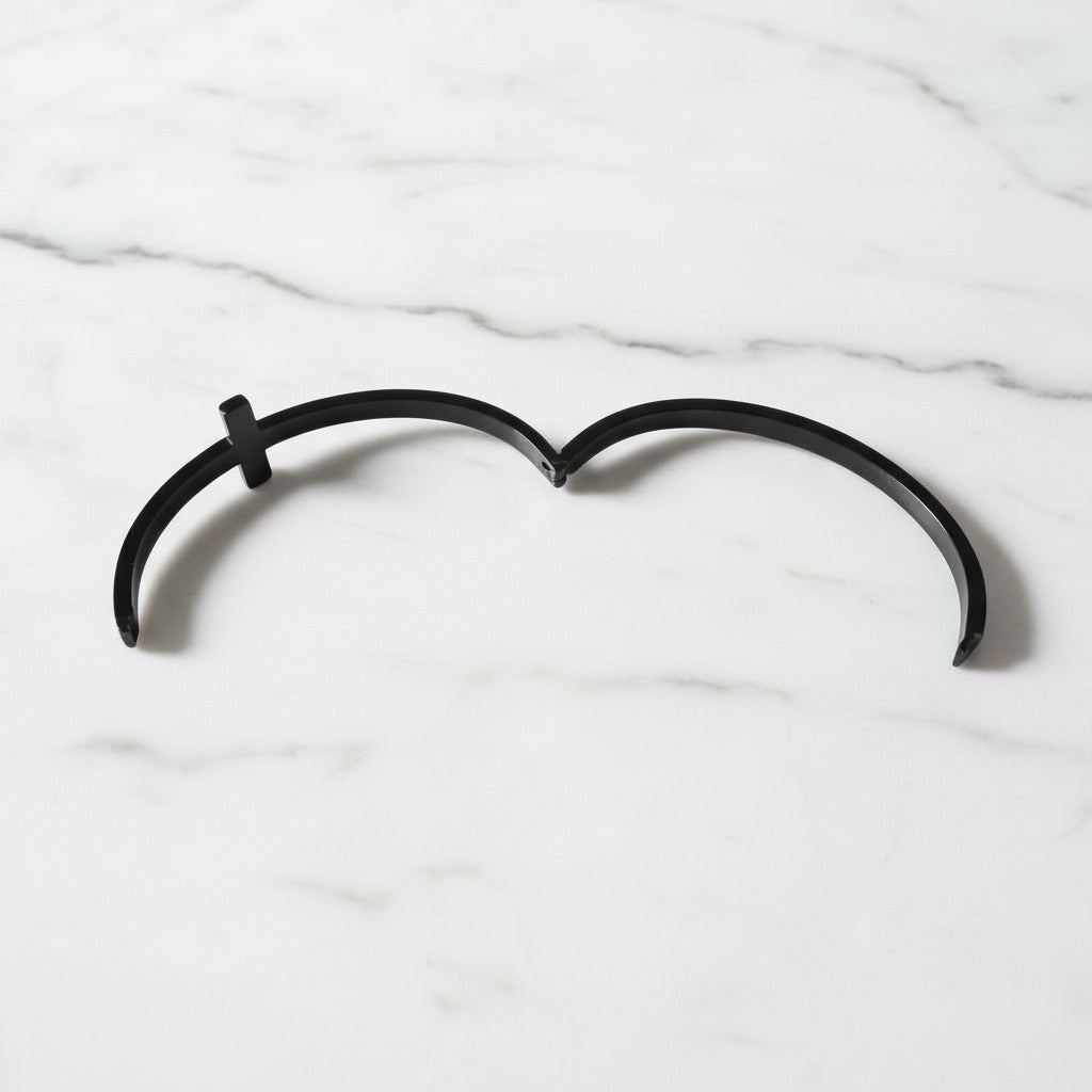 Classic Gun Black Stainless Steel Cross Bangle-Black Diamonds New York