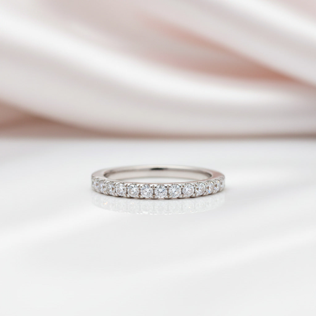 Classic Half Eternity Thin Women's Wedding Band-Black Diamonds New York
