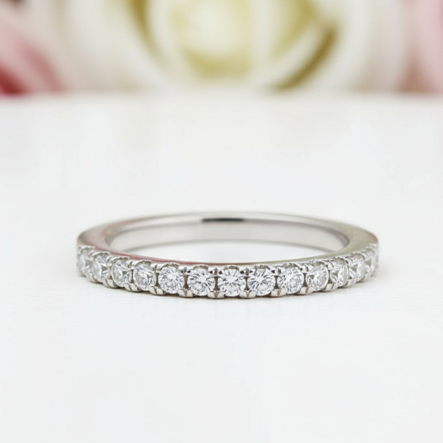 Classic Half Eternity Thin Women's Wedding Band-Black Diamonds New York