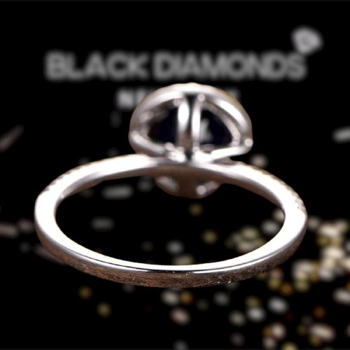 Classic Halo Round Cut Blue Sapphire Engagement Ring-Black Diamonds New York