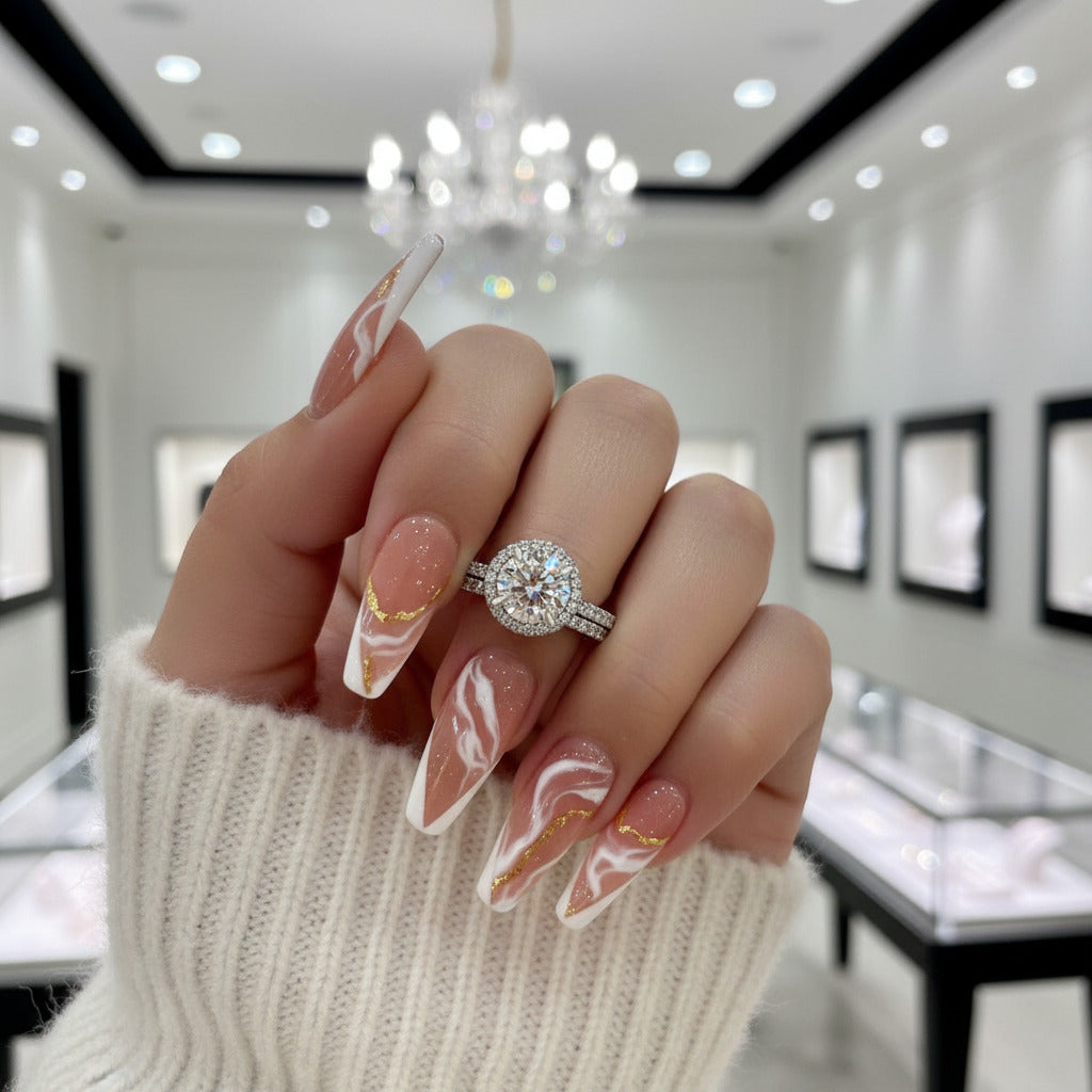 Classic Halo Round Cut White Gold Wedding Ring Set-Black Diamonds New York