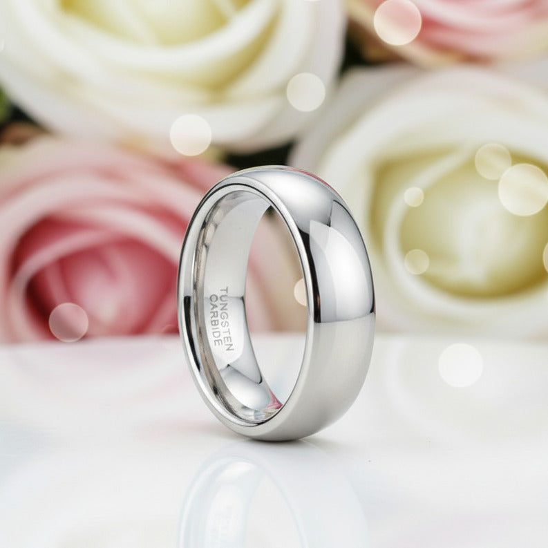 Classic Men's 6mm Dome Tungsten Wedding Band-Black Diamonds New York