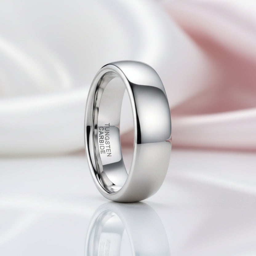 Classic Men's 6mm Dome Tungsten Wedding Band-Black Diamonds New York
