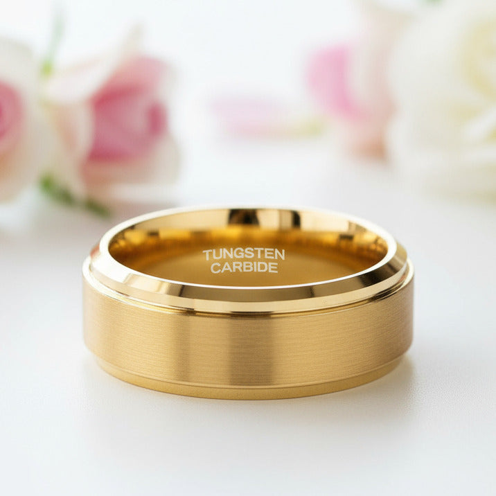 Classic Men's Tungsten Carbide Wedding Band-Black Diamonds New York