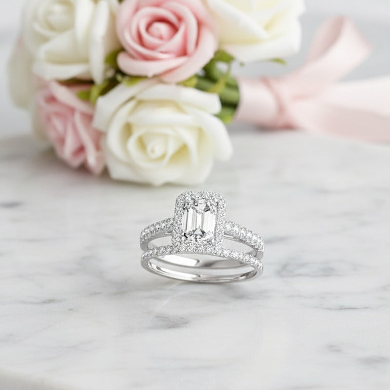 Classic Diamond Option White Gold Engagement Ring Set-Black Diamonds New York