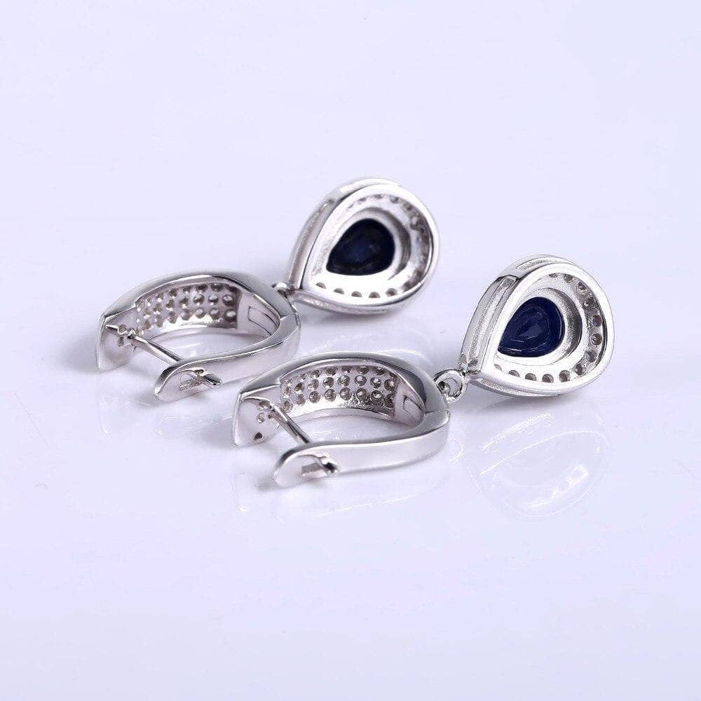 Classic Natural Blue Sapphire Gemstone Jewelry Set-Black Diamonds New York