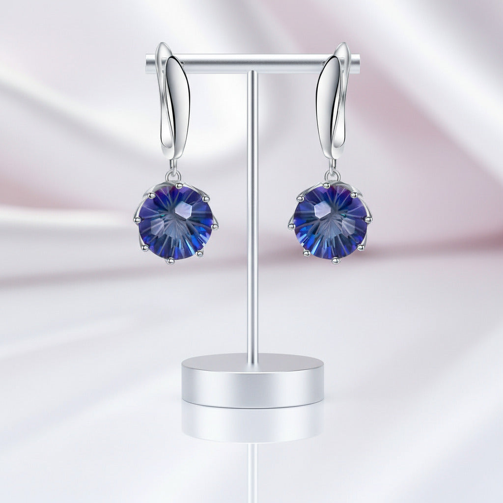 Classic Rainbow Mystic Quartz Drop Earrings-Black Diamonds New York