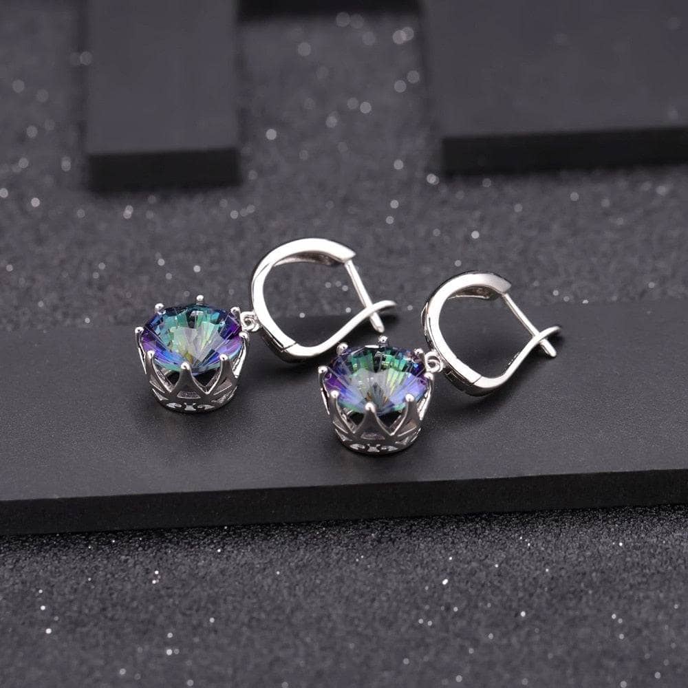 Classic Natural Rainbow Mystic Quartz Drop Earrings-Black Diamonds New York