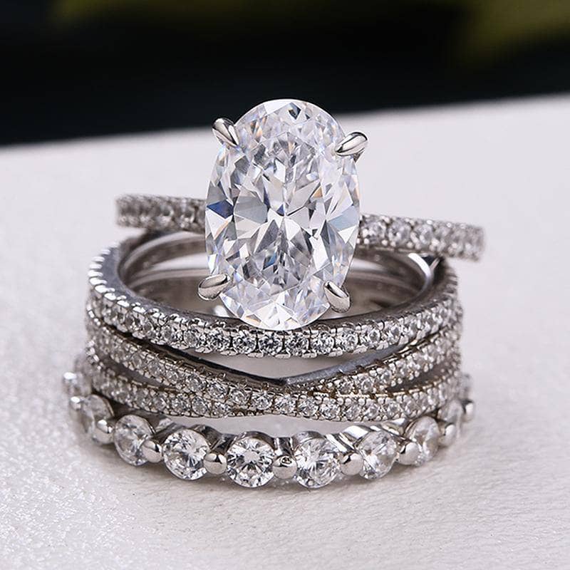 Classic Oval Cut Simulated Diamond Bridal Set-Black Diamonds New York