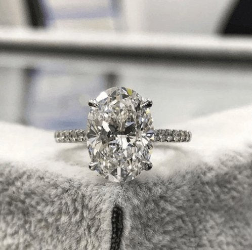 Classic Oval Cut Sona Simulated Diamond Engagement Ring Set-Black Diamonds New York