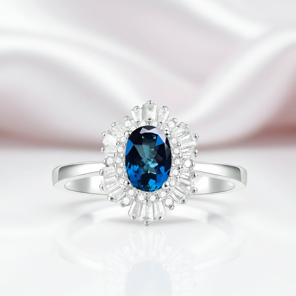 Classic Oval Gemstone with Diamond Option Ring-Black Diamonds New York