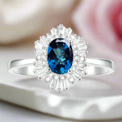 Classic Oval Gemstone with Diamond Ring-Black Diamonds New York