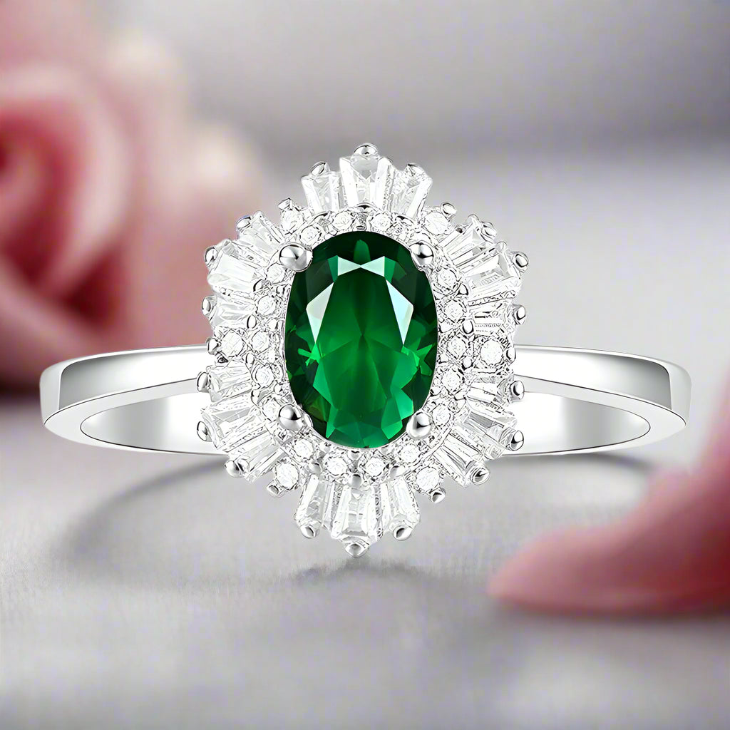 Classic Oval Gemstone with Diamond Ring-Black Diamonds New York