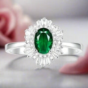 Classic Oval Gemstone with Diamond Ring-Black Diamonds New York