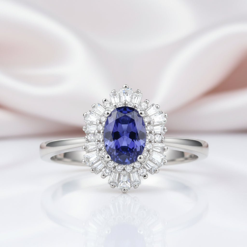 Classic Oval Gemstone with Diamond Option Ring-Black Diamonds New York