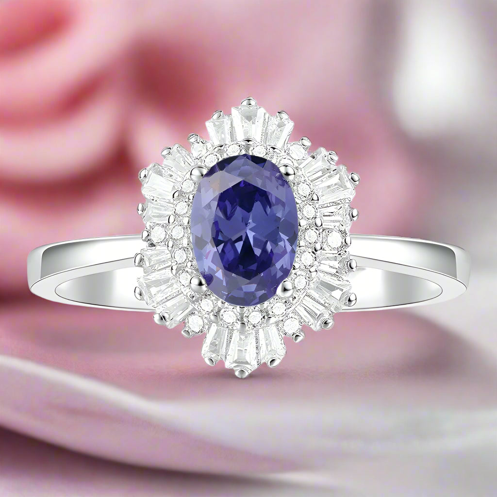 Classic Oval Gemstone with Diamond Ring-Black Diamonds New York