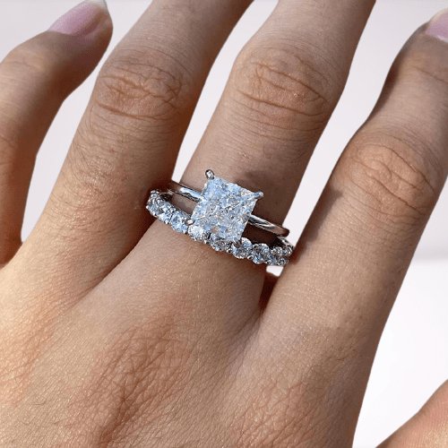 Classic Princess Cut Simulated Diamond Bridal Set - Black Diamonds New York
