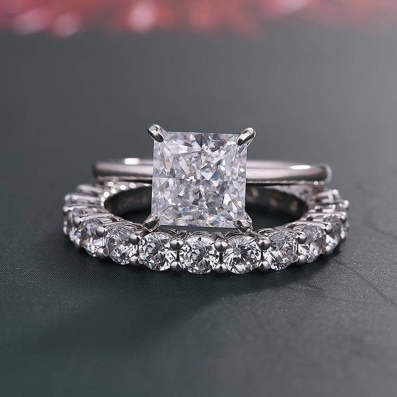 Classic Princess Cut Simulated Diamond Bridal Set - Black Diamonds New York