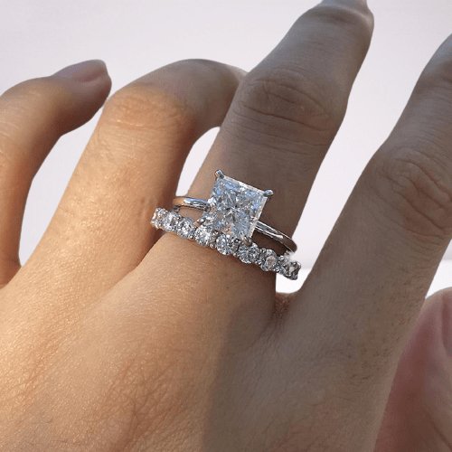 Classic Princess Cut Simulated Diamond Bridal Set-Black Diamonds New York