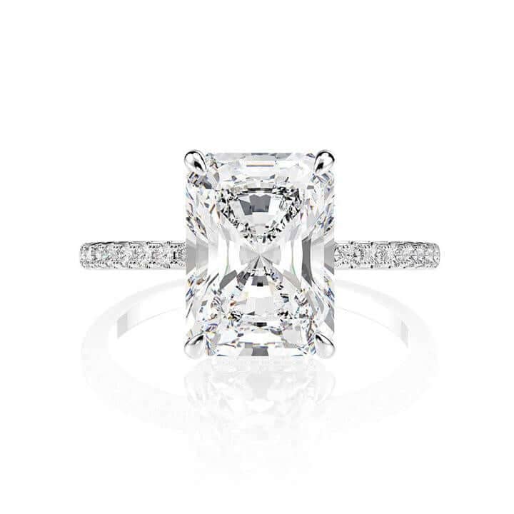 Flash Sale- Classic Radiant Cut Certified Moissanite Engagement Ring - Black Diamonds New York