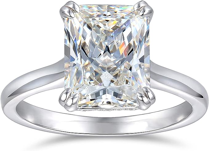 Classic Radiant Cut Diamond Solitaire Engagement Ring-Black Diamonds New York