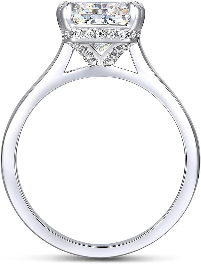 Classic Radiant Cut Certified Moissanite Solitaire Engagement Ring - Black Diamonds New York