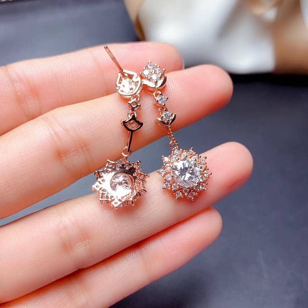 Classic Rose Gold 2ct Moissanite Necklace and Stud Earrings-Black Diamonds New York