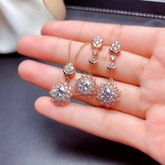 Classic 2.0 Ct Diamond Necklace and Stud Earrings-Black Diamonds New York