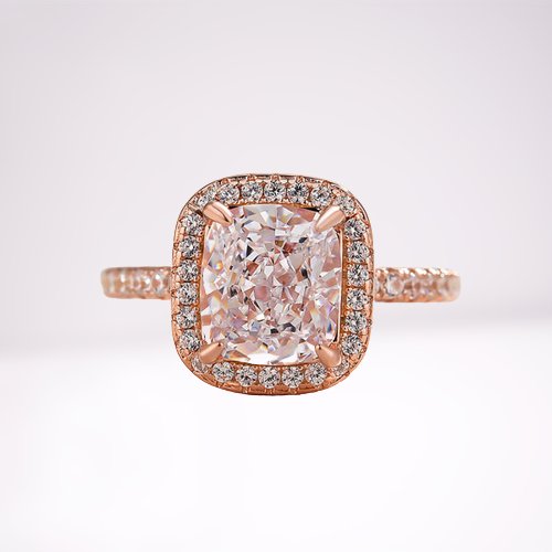 Classic Rose Gold Halo Radiant Cut Engagement Ring - Black Diamonds New York