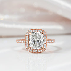 Classic Rose Gold Halo Radiant Cut Engagement Ring