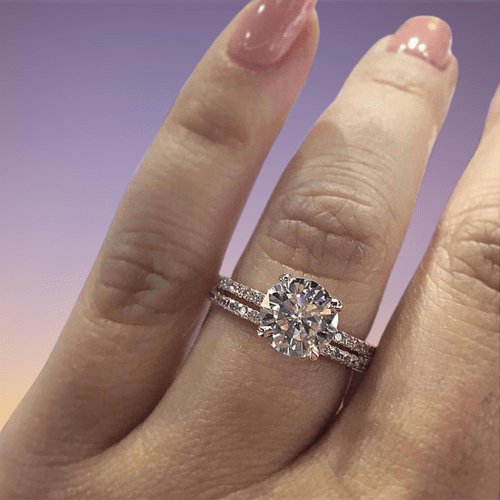 Classic Rose Gold Round Cut Wedding Ring Set-Black Diamonds New York
