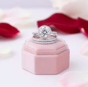 Classic Round Cut Halo 3-Pieces Wedding Set-Black Diamonds New York